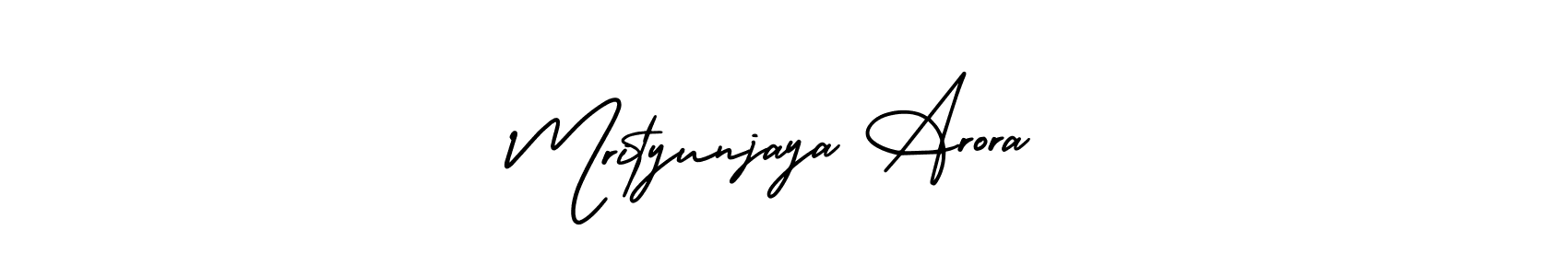 The best way (AmerikaSignatureDemo-Regular) to make a short signature is to pick only two or three words in your name. The name Mrityunjaya Arora include a total of six letters. For converting this name. Mrityunjaya Arora signature style 3 images and pictures png
