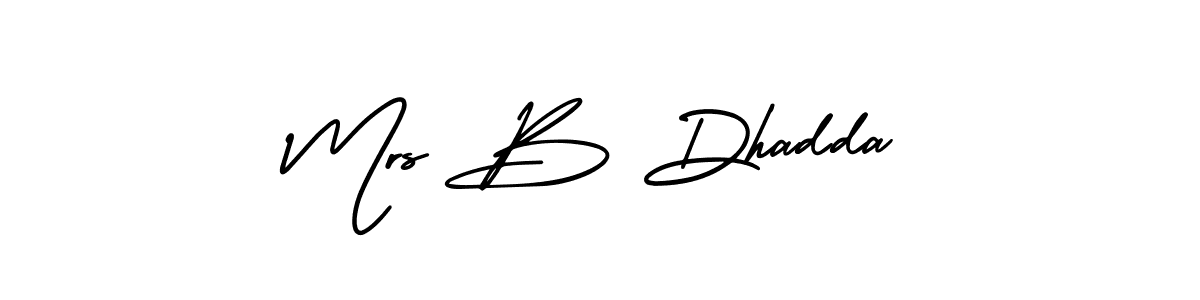 How to make Mrs B Dhadda name signature. Use AmerikaSignatureDemo-Regular style for creating short signs online. This is the latest handwritten sign. Mrs B Dhadda signature style 3 images and pictures png