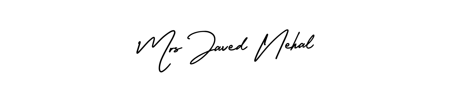 Similarly AmerikaSignatureDemo-Regular is the best handwritten signature design. Signature creator online .You can use it as an online autograph creator for name Mrs Javed Nehal. Mrs Javed Nehal signature style 3 images and pictures png