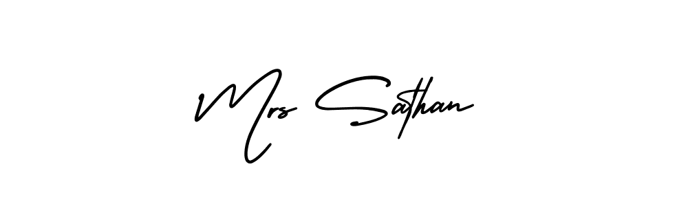 Mrs Sathan stylish signature style. Best Handwritten Sign (AmerikaSignatureDemo-Regular) for my name. Handwritten Signature Collection Ideas for my name Mrs Sathan. Mrs Sathan signature style 3 images and pictures png