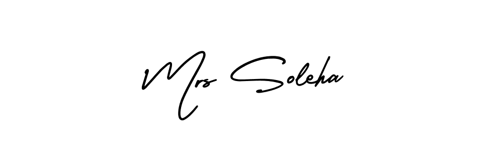 Make a short Mrs Soleha signature style. Manage your documents anywhere anytime using AmerikaSignatureDemo-Regular. Create and add eSignatures, submit forms, share and send files easily. Mrs Soleha signature style 3 images and pictures png