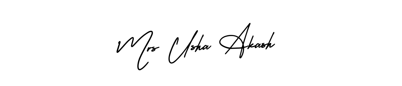 You should practise on your own different ways (AmerikaSignatureDemo-Regular) to write your name (Mrs Usha Akash) in signature. don't let someone else do it for you. Mrs Usha Akash signature style 3 images and pictures png