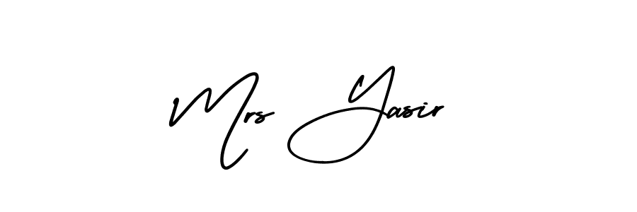 You should practise on your own different ways (AmerikaSignatureDemo-Regular) to write your name (Mrs Yasir) in signature. don't let someone else do it for you. Mrs Yasir signature style 3 images and pictures png