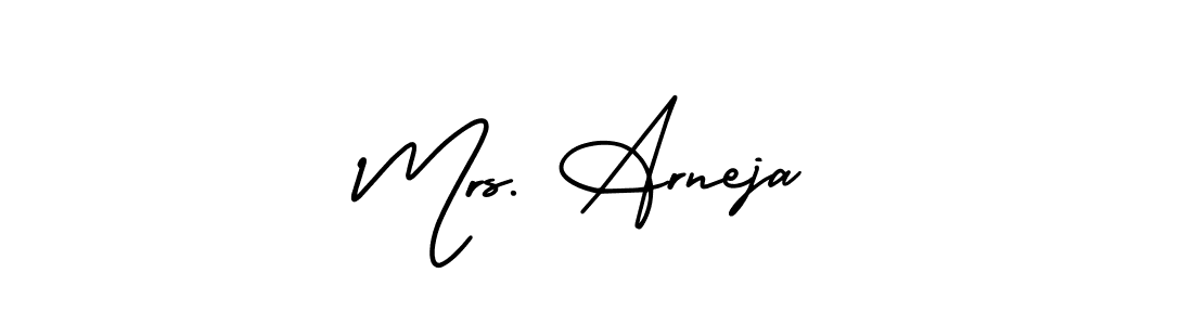 See photos of Mrs. Arneja official signature by Spectra . Check more albums & portfolios. Read reviews & check more about AmerikaSignatureDemo-Regular font. Mrs. Arneja signature style 3 images and pictures png