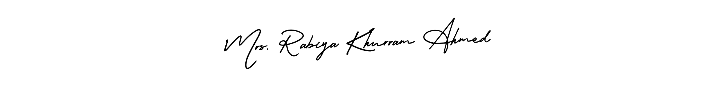 Create a beautiful signature design for name Mrs. Rabiya Khurram Ahmed. With this signature (AmerikaSignatureDemo-Regular) fonts, you can make a handwritten signature for free. Mrs. Rabiya Khurram Ahmed signature style 3 images and pictures png