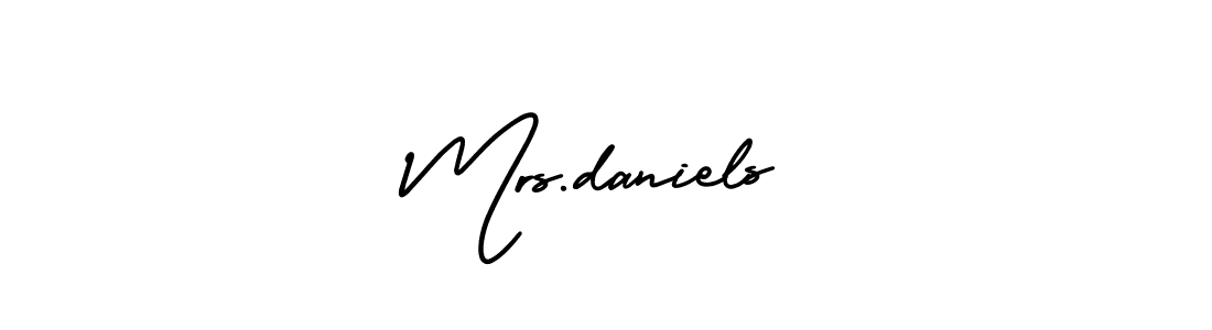 AmerikaSignatureDemo-Regular is a professional signature style that is perfect for those who want to add a touch of class to their signature. It is also a great choice for those who want to make their signature more unique. Get Mrs.daniels name to fancy signature for free. Mrs.daniels signature style 3 images and pictures png