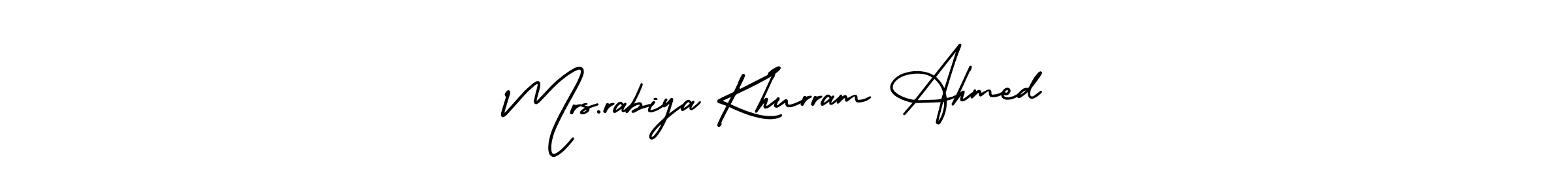 Also we have Mrs.rabiya Khurram Ahmed name is the best signature style. Create professional handwritten signature collection using AmerikaSignatureDemo-Regular autograph style. Mrs.rabiya Khurram Ahmed signature style 3 images and pictures png