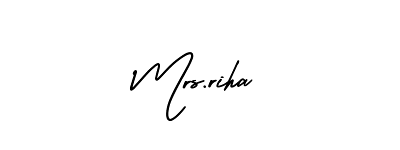 Use a signature maker to create a handwritten signature online. With this signature software, you can design (AmerikaSignatureDemo-Regular) your own signature for name Mrs.riha. Mrs.riha signature style 3 images and pictures png