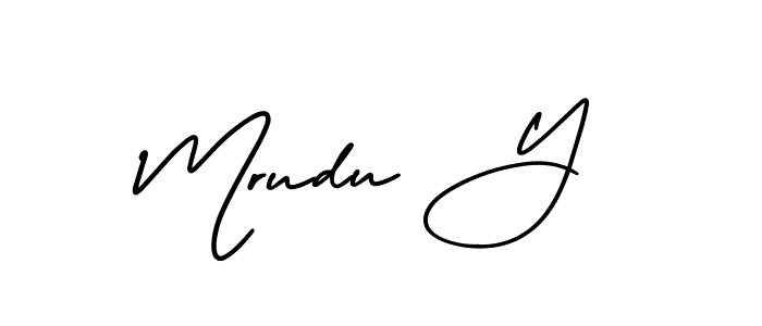 Make a beautiful signature design for name Mrudu Y. With this signature (AmerikaSignatureDemo-Regular) style, you can create a handwritten signature for free. Mrudu Y signature style 3 images and pictures png