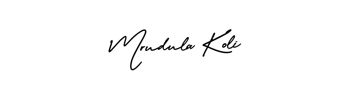 This is the best signature style for the Mrudula Koli name. Also you like these signature font (AmerikaSignatureDemo-Regular). Mix name signature. Mrudula Koli signature style 3 images and pictures png