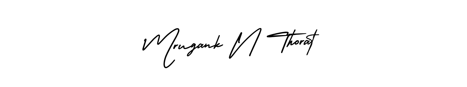 You should practise on your own different ways (AmerikaSignatureDemo-Regular) to write your name (Mrugank N Thorat) in signature. don't let someone else do it for you. Mrugank N Thorat signature style 3 images and pictures png