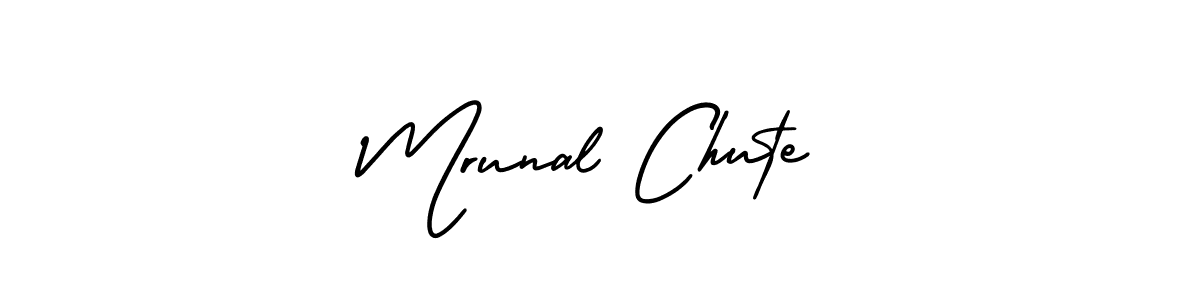 You should practise on your own different ways (AmerikaSignatureDemo-Regular) to write your name (Mrunal Chute) in signature. don't let someone else do it for you. Mrunal Chute signature style 3 images and pictures png