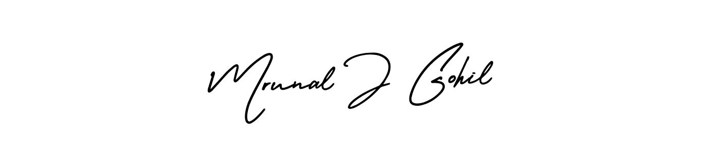 Create a beautiful signature design for name Mrunal J Gohil. With this signature (AmerikaSignatureDemo-Regular) fonts, you can make a handwritten signature for free. Mrunal J Gohil signature style 3 images and pictures png
