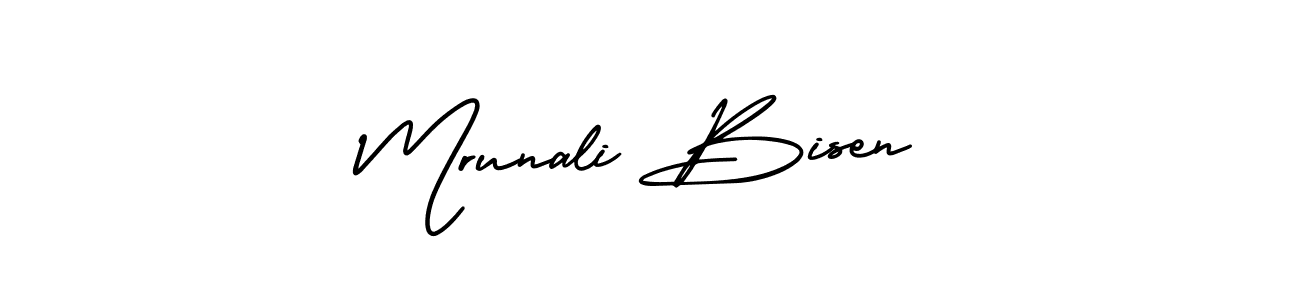 You should practise on your own different ways (AmerikaSignatureDemo-Regular) to write your name (Mrunali Bisen) in signature. don't let someone else do it for you. Mrunali Bisen signature style 3 images and pictures png