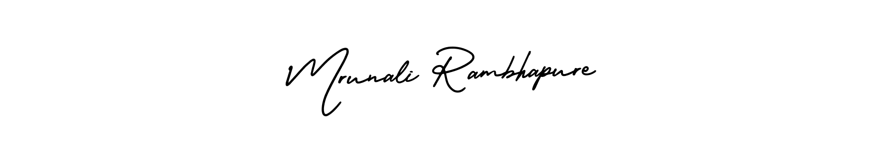 You should practise on your own different ways (AmerikaSignatureDemo-Regular) to write your name (Mrunali Rambhapure) in signature. don't let someone else do it for you. Mrunali Rambhapure signature style 3 images and pictures png
