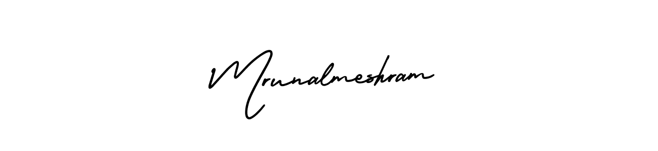 You should practise on your own different ways (AmerikaSignatureDemo-Regular) to write your name (Mrunalmeshram) in signature. don't let someone else do it for you. Mrunalmeshram signature style 3 images and pictures png