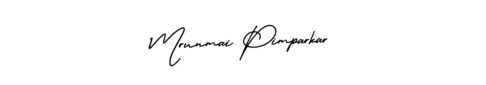 This is the best signature style for the Mrunmai Pimparkar name. Also you like these signature font (AmerikaSignatureDemo-Regular). Mix name signature. Mrunmai Pimparkar signature style 3 images and pictures png
