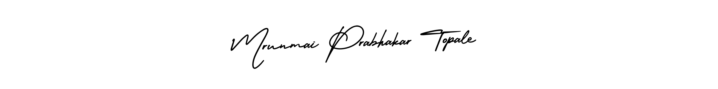 The best way (AmerikaSignatureDemo-Regular) to make a short signature is to pick only two or three words in your name. The name Mrunmai Prabhakar Topale include a total of six letters. For converting this name. Mrunmai Prabhakar Topale signature style 3 images and pictures png