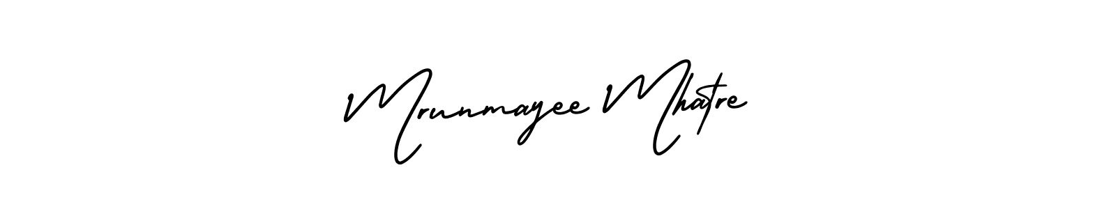 The best way (AmerikaSignatureDemo-Regular) to make a short signature is to pick only two or three words in your name. The name Mrunmayee Mhatre include a total of six letters. For converting this name. Mrunmayee Mhatre signature style 3 images and pictures png