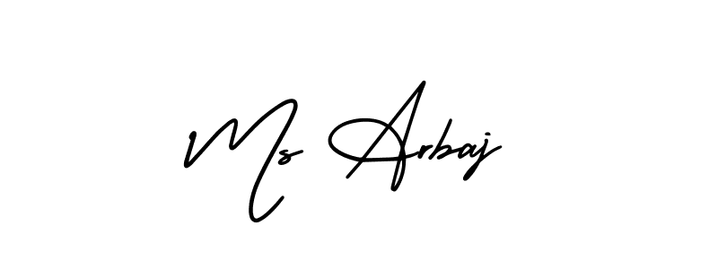 This is the best signature style for the Ms Arbaj name. Also you like these signature font (AmerikaSignatureDemo-Regular). Mix name signature. Ms Arbaj signature style 3 images and pictures png