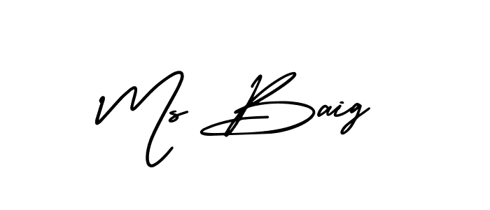 This is the best signature style for the Ms Baig name. Also you like these signature font (AmerikaSignatureDemo-Regular). Mix name signature. Ms Baig signature style 3 images and pictures png