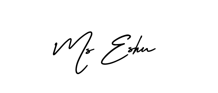 Similarly AmerikaSignatureDemo-Regular is the best handwritten signature design. Signature creator online .You can use it as an online autograph creator for name Ms Eshu. Ms Eshu signature style 3 images and pictures png