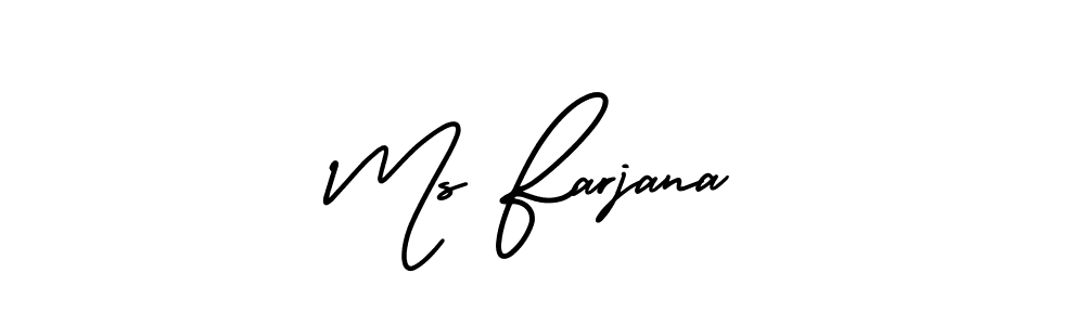 You should practise on your own different ways (AmerikaSignatureDemo-Regular) to write your name (Ms Farjana) in signature. don't let someone else do it for you. Ms Farjana signature style 3 images and pictures png