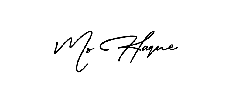 You should practise on your own different ways (AmerikaSignatureDemo-Regular) to write your name (Ms Haque) in signature. don't let someone else do it for you. Ms Haque signature style 3 images and pictures png