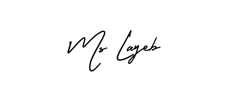 How to make Ms Layeb name signature. Use AmerikaSignatureDemo-Regular style for creating short signs online. This is the latest handwritten sign. Ms Layeb signature style 3 images and pictures png