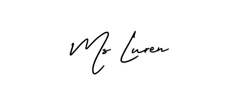 You should practise on your own different ways (AmerikaSignatureDemo-Regular) to write your name (Ms Luren) in signature. don't let someone else do it for you. Ms Luren signature style 3 images and pictures png