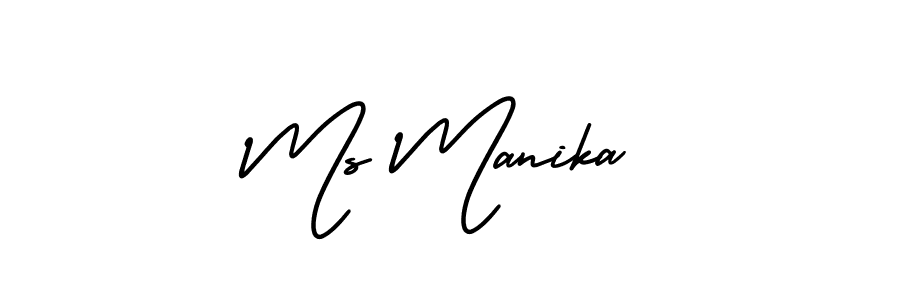 You should practise on your own different ways (AmerikaSignatureDemo-Regular) to write your name (Ms Manika) in signature. don't let someone else do it for you. Ms Manika signature style 3 images and pictures png