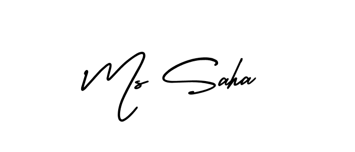 This is the best signature style for the Ms Saha name. Also you like these signature font (AmerikaSignatureDemo-Regular). Mix name signature. Ms Saha signature style 3 images and pictures png