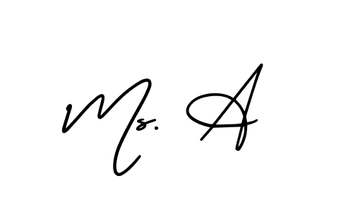 How to make Ms. A name signature. Use AmerikaSignatureDemo-Regular style for creating short signs online. This is the latest handwritten sign. Ms. A signature style 3 images and pictures png