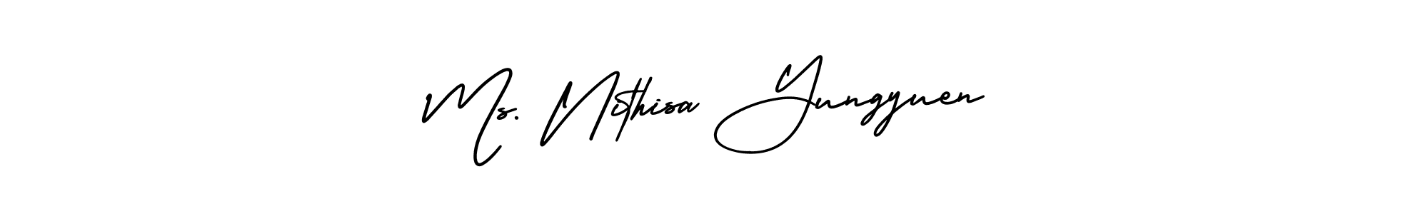 See photos of Ms. Nithisa Yungyuen official signature by Spectra . Check more albums & portfolios. Read reviews & check more about AmerikaSignatureDemo-Regular font. Ms. Nithisa Yungyuen signature style 3 images and pictures png