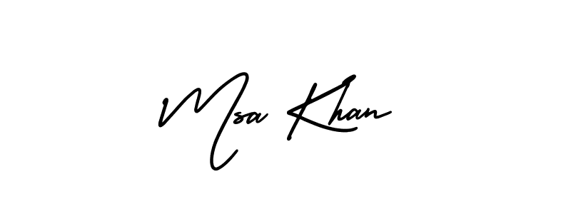 You should practise on your own different ways (AmerikaSignatureDemo-Regular) to write your name (Msa Khan) in signature. don't let someone else do it for you. Msa Khan signature style 3 images and pictures png