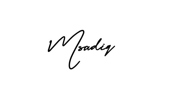 Use a signature maker to create a handwritten signature online. With this signature software, you can design (AmerikaSignatureDemo-Regular) your own signature for name Msadiq. Msadiq signature style 3 images and pictures png