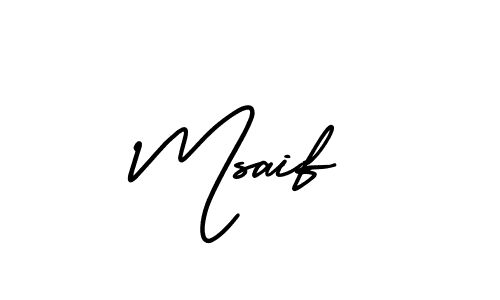 How to make Msaif name signature. Use AmerikaSignatureDemo-Regular style for creating short signs online. This is the latest handwritten sign. Msaif signature style 3 images and pictures png