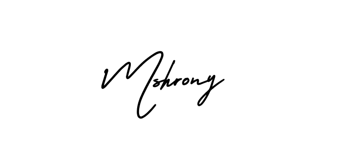 How to make Mshrony name signature. Use AmerikaSignatureDemo-Regular style for creating short signs online. This is the latest handwritten sign. Mshrony signature style 3 images and pictures png