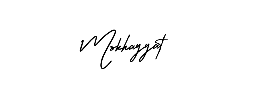 The best way (AmerikaSignatureDemo-Regular) to make a short signature is to pick only two or three words in your name. The name Mskhayyat include a total of six letters. For converting this name. Mskhayyat signature style 3 images and pictures png