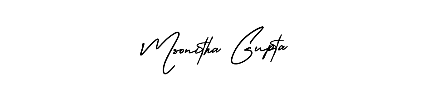 It looks lik you need a new signature style for name Msonitha Gupta. Design unique handwritten (AmerikaSignatureDemo-Regular) signature with our free signature maker in just a few clicks. Msonitha Gupta signature style 3 images and pictures png