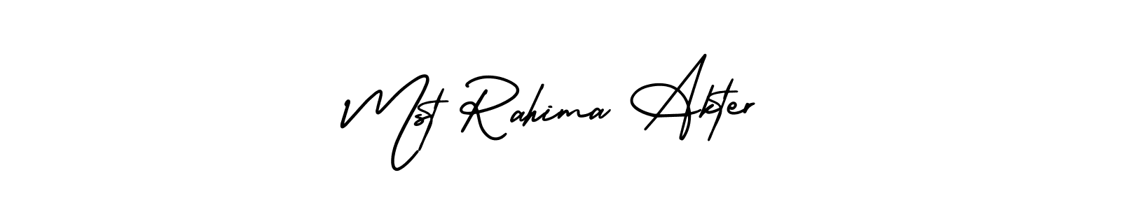 AmerikaSignatureDemo-Regular is a professional signature style that is perfect for those who want to add a touch of class to their signature. It is also a great choice for those who want to make their signature more unique. Get Mst Rahima Akter name to fancy signature for free. Mst Rahima Akter signature style 3 images and pictures png