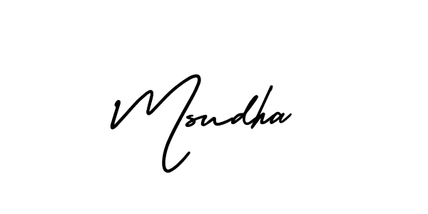 Create a beautiful signature design for name Msudha. With this signature (AmerikaSignatureDemo-Regular) fonts, you can make a handwritten signature for free. Msudha signature style 3 images and pictures png