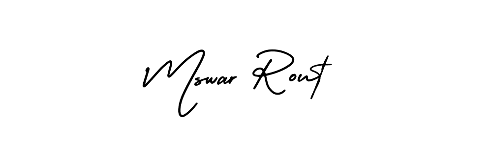 You should practise on your own different ways (AmerikaSignatureDemo-Regular) to write your name (Mswar Rout) in signature. don't let someone else do it for you. Mswar Rout signature style 3 images and pictures png