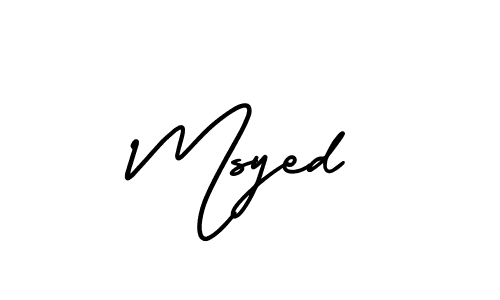 The best way (AmerikaSignatureDemo-Regular) to make a short signature is to pick only two or three words in your name. The name Msyed include a total of six letters. For converting this name. Msyed signature style 3 images and pictures png