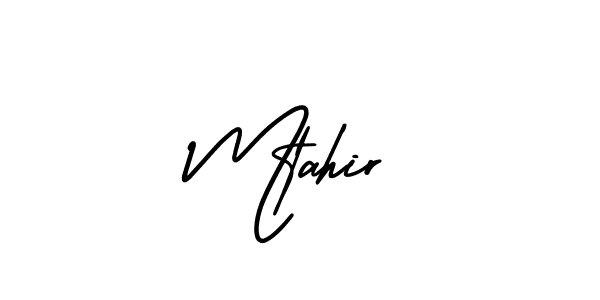 The best way (AmerikaSignatureDemo-Regular) to make a short signature is to pick only two or three words in your name. The name Mtahir include a total of six letters. For converting this name. Mtahir signature style 3 images and pictures png