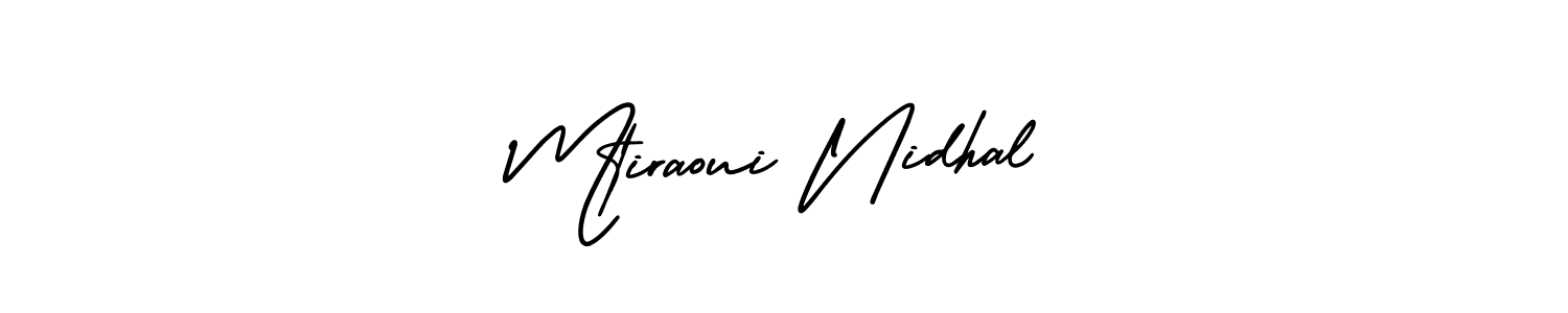 See photos of Mtiraoui Nidhal official signature by Spectra . Check more albums & portfolios. Read reviews & check more about AmerikaSignatureDemo-Regular font. Mtiraoui Nidhal signature style 3 images and pictures png