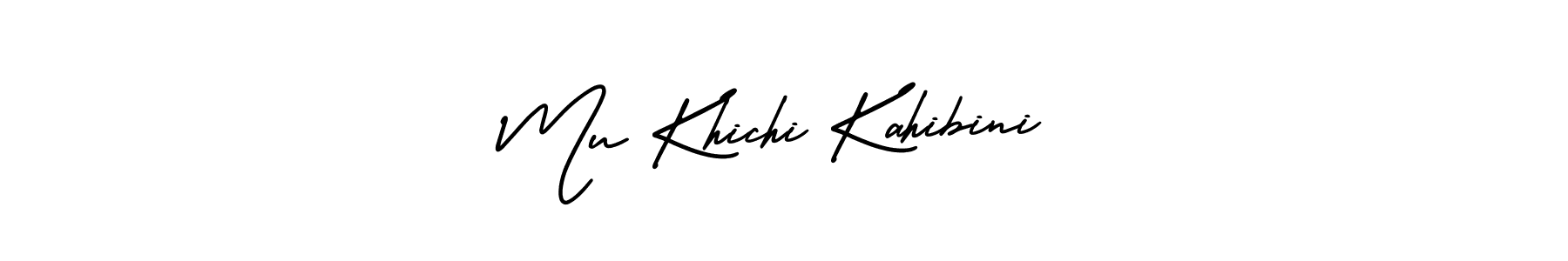 The best way (AmerikaSignatureDemo-Regular) to make a short signature is to pick only two or three words in your name. The name Mu Khichi Kahibini include a total of six letters. For converting this name. Mu Khichi Kahibini signature style 3 images and pictures png