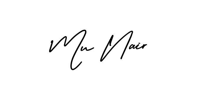 You should practise on your own different ways (AmerikaSignatureDemo-Regular) to write your name (Mu Nair) in signature. don't let someone else do it for you. Mu Nair signature style 3 images and pictures png