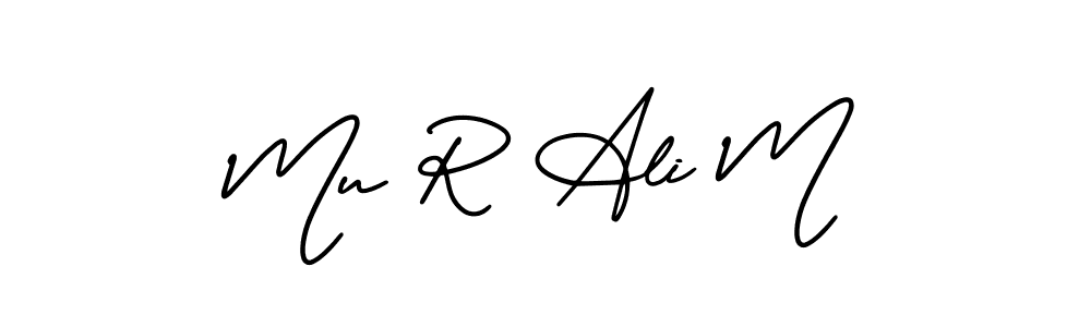 You should practise on your own different ways (AmerikaSignatureDemo-Regular) to write your name (Mu R Ali M) in signature. don't let someone else do it for you. Mu R Ali M signature style 3 images and pictures png