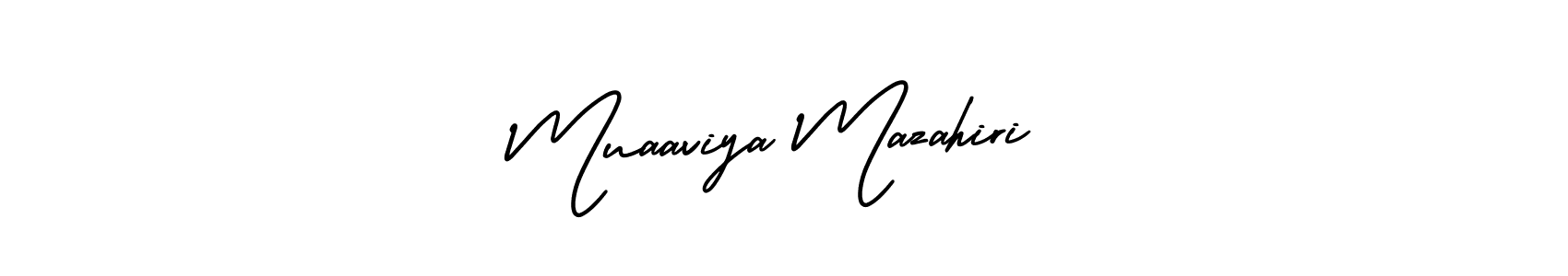 Use a signature maker to create a handwritten signature online. With this signature software, you can design (AmerikaSignatureDemo-Regular) your own signature for name Muaaviya Mazahiri. Muaaviya Mazahiri signature style 3 images and pictures png